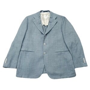 SUITSUPPLY Tailored Fit Havana Blazer Size 58 R Blue Wool Silk Linen Cashmere